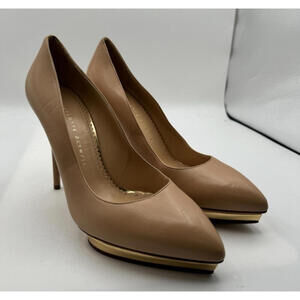 Charlotte Olympia Debbie Leather Platform Pumps Nude Size 41 | 10.5 US